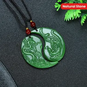 [Elegant Dragon & Phoenix Necklace] Natural Stone Dragon & Phoenix Pendant Necklace - Elegant, Perfect for Couples