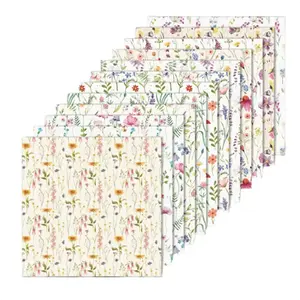 24 Sheets Wildflower Pattern Paper Spring Scrapbook Specialty Paper Watercolor Double Sided Craft Paper for DIY Card Making Photo Album Journal Decor, 6 x 6 Inch