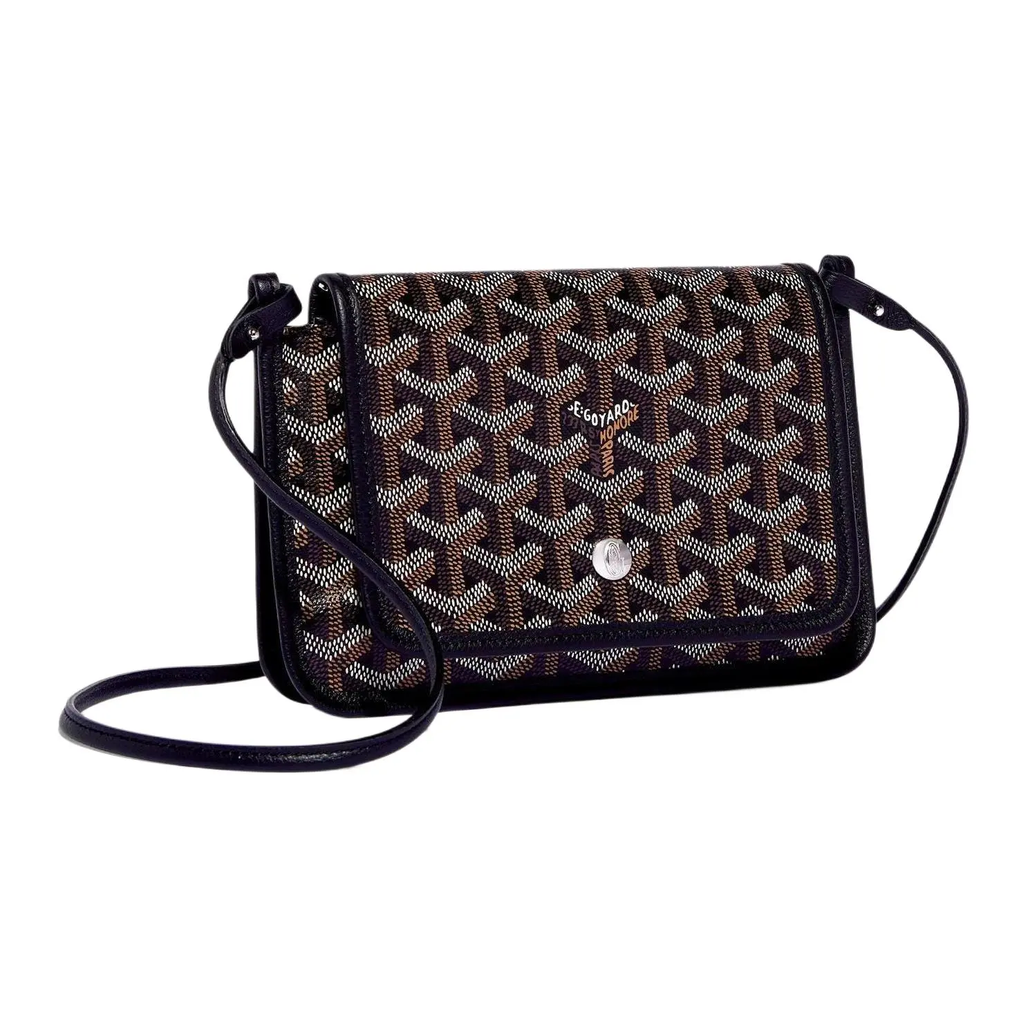 Goyard Plumet Y-Pattern Multi-Pocket Canvas and Genuine Leather WOC Envelope Crossbody Messenger Bag with Detachable Strap for Women, Genuine Leather Bag