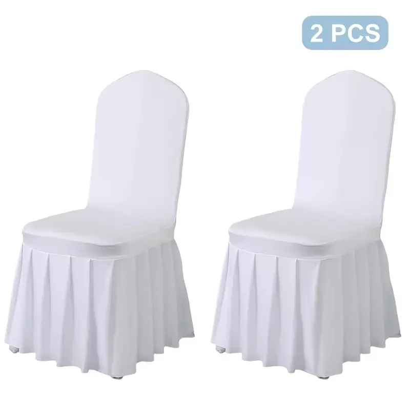 2pcs High-Stretch Spandex Pleated Skirt Chair Covers, Soft Durable High-Elastic Removable Easy-to-Clean, for Home Festive Party Decor & Reupholstery