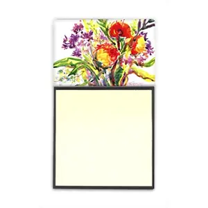 Carolines Treasures  Flower Refiillable Sticky Note Holder or Postit Note Dispenser- 3 x 3 In.