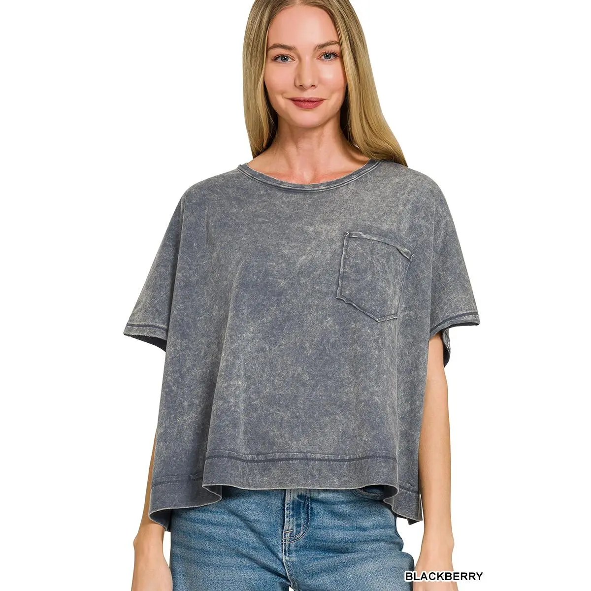 Zenana Acid Washed Round Neck Short Sleeve Oversized T-Shirt