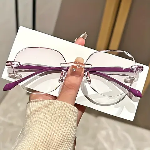 Elegant Geometric Rimless Glasses, Full Frame PC Frame Reading Glasses, Fashion Eyewear Accessories for Women & Men, High Quality Eyeglasses, Fashionable Frames Glasses