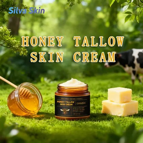 QANZIRE Unisex Grass-Fed Beef Tallow & Raw Bee Honey Body Balm - Clean Label, Non-Toxic, Natural Soothing Anti-Aging Moisturizing Cream for Dry Skin Adults, 3.88 fl oz