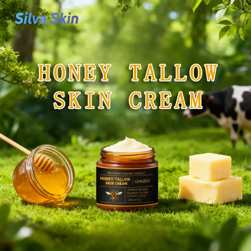 QANZIRE Unisex Grass-Fed Beef Tallow & Raw Bee Honey Body Balm - Clean Label, Non-Toxic, Natural Soothing Anti-Aging Moisturizing Cream for Dry Skin Adults, 3.88 fl oz