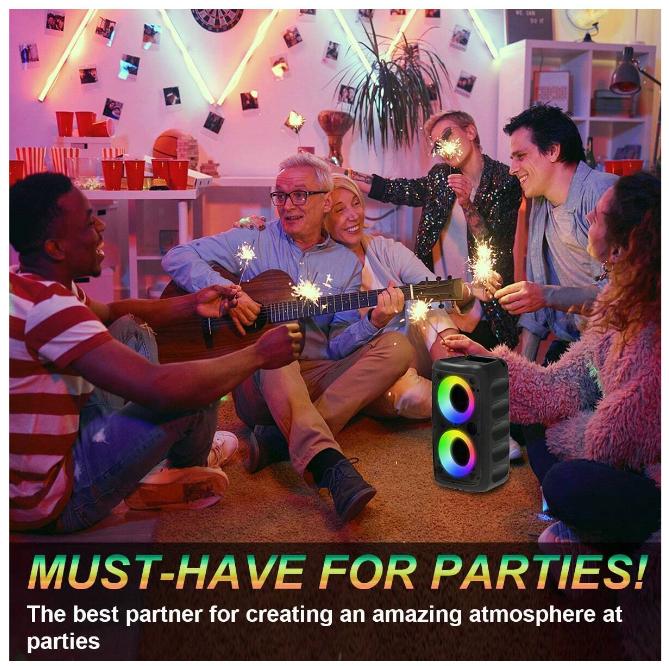 party disco light Portable Bluetooth Speaker 3317 with 1 Microphone for Karaoke Sound Amplification Bass Boost Subwoofer Type-C Charging Port TF Card FM USB Ideal for Family Gatherings Indoor Music & Dance Parties Holiday Gifts Audio Smartphone