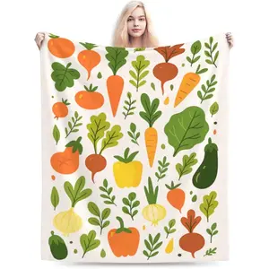 Vegetable Super Soft Flannel Throw Blanket, Warm Fluffy Cozy Fuzzy Plush Bedding, Multi-Size Options, Perfect for Couch Sofa Bed Home Decor, Ideal 2026 Valentine’s Day Gift for Women Kids Boys Girls Adults