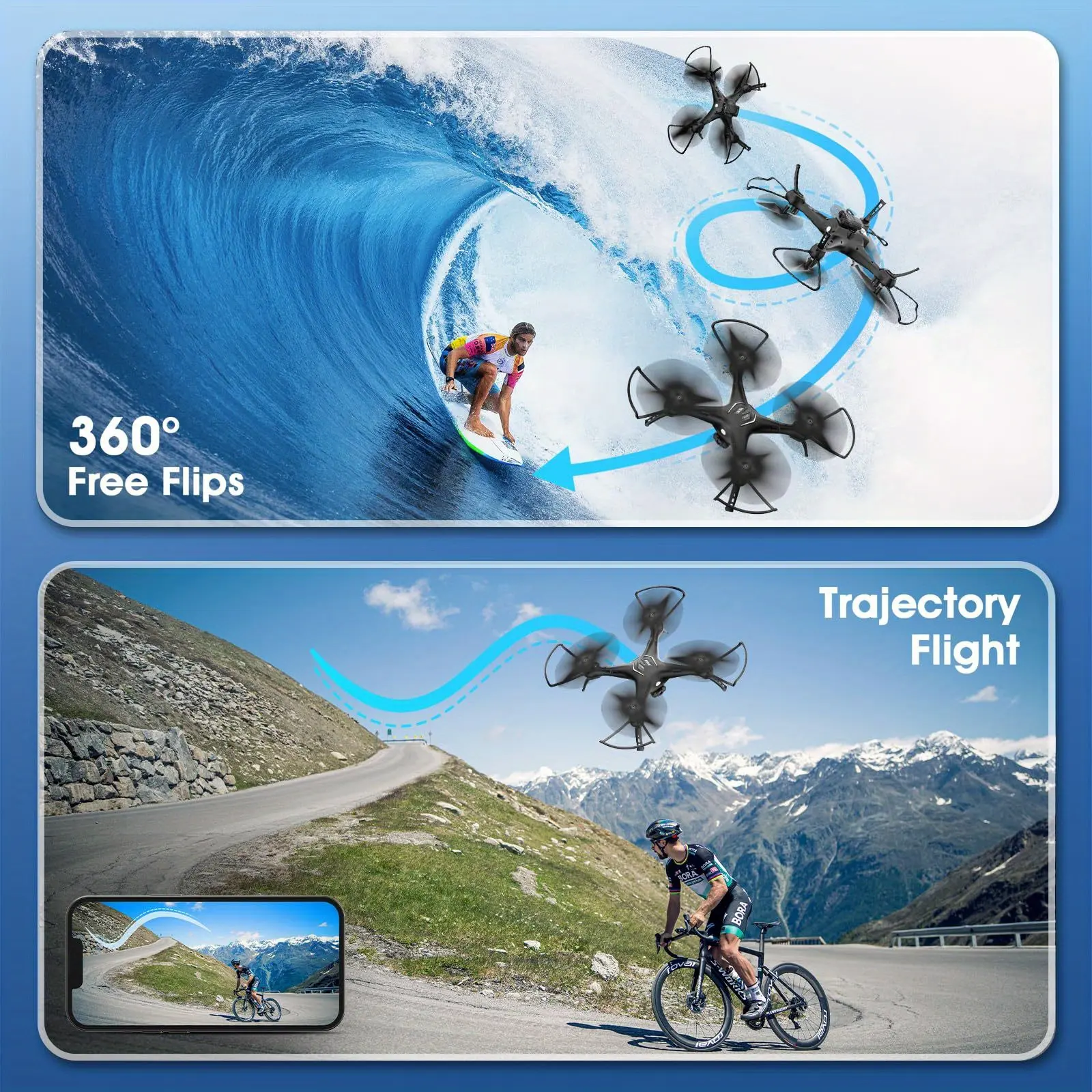 W10 Drone with 1080P WiFi Camera, Foldable Mini RC Quadcopter with Triple Battery, Easy-to-Fly Remote Control Drone for Kids & Beginners