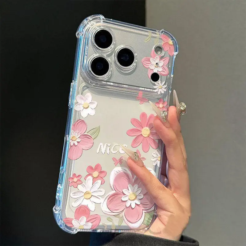 Full screen flower pattern is suitable for IP17 Promax 16 Plus 15 14 soft shell 13 all-inclusive 12 11 and SAMS model anti-fall fashion protective cover mobile phone case