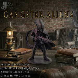 Alien Gangster Model Decorative Figurine, Collectible Handmade Toy, Home Office Bookshelf Desktop Decoration, Unique Creative Gift