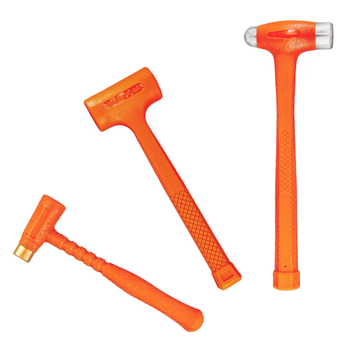 XtremepowerUS 3-Piece Mechanic Hammers Kit - Dead-Blow Effect Specialty Hammers (Brass, Ball-Peen, Steel Shot Fill), Molded Grip Handle, Multi-Size Weights for Metalwork Tasks, Deadblow Dead-Blow Hammers