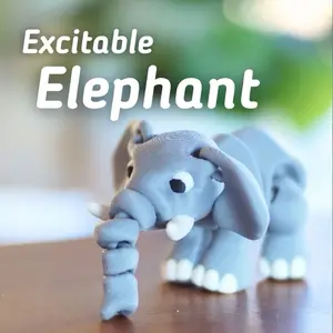 Excitable Elephant Articulated Fidget Toy - Soft Gray Design, Ideal for Stress Relief and Playtime Fun