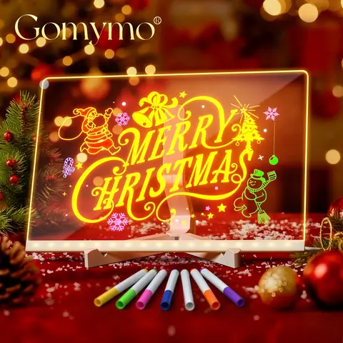 GOMYMO LED Drawing Board for Kids - LED Light Entertainment Toy with Light Effects, Colored Markers, Adjustable Stand, Drawing Templates, Reusable Erasable Doodle/Message Board, Cool Christmas/Viral Christmas Gifts for Boys, Cool Gifts For Kids,techvibes