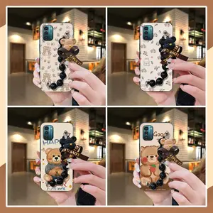 Back Cover Cartoon Phone Case For Nokia G11/G21 Simplicity Black pearl pendant Bear bracelet Skin-friendly feel soft case cute Dirt-resistant silicone protective case
