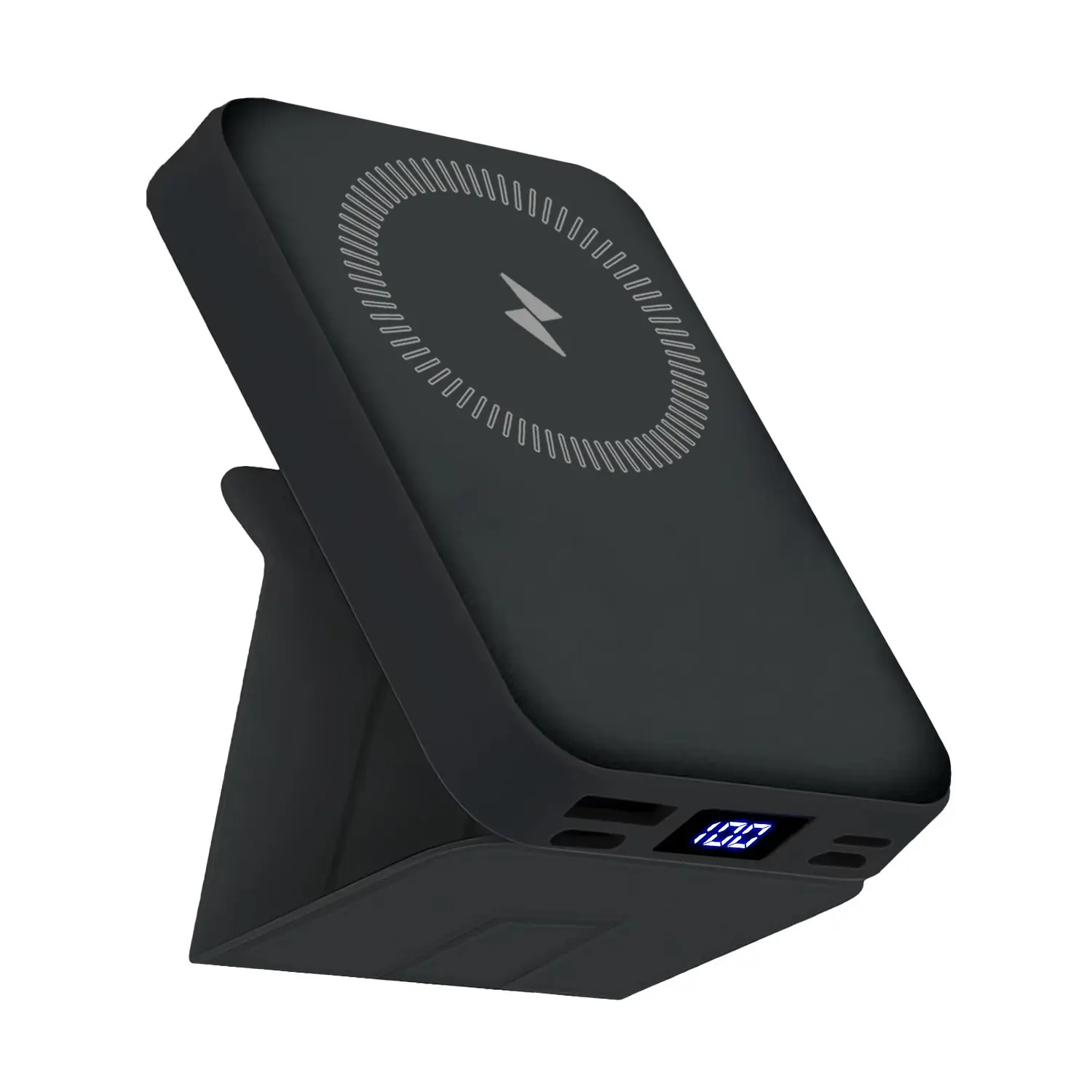 VIL Magnetic Wireless Portable Power Bank - 10000mAh Charger, 22.5W PD Fast Charging, Built-in USB-C/Lightning/Micro USB Cables, Kickstand Holder, LED Display for iPhone 13/17 & Android Devices, Cool Gadgets Phone Accessories