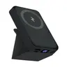 VIL Portable Magnetic Wireless Battery Power Bank (5000-10000mAh, 22.5W PD Wireless+Fast Charging) - Built-in USB-C/Lightning/Micro USB Cables, Kickstand, LED Power Glance, Magnetic Grip, EDC Gear for iPhone, Android Devices