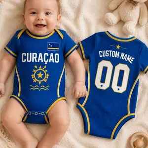 Curacao Baby Bodysuit, Personalized Soccer Onesie, Custom Name Number Baby Outfit, Newborn Fan Gift 1Y6 7UV