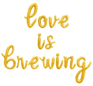 Cursive Script Letter Balloons - LOVE IS BREWING 16" Inch Alphabet Letters Foil Mylar Balloon Engagement Banner
