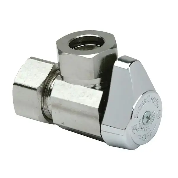 Brass 1/4-Turn Angle Valve, 1/2 in. Compression Inlet x 3/8 in. Compression Outlet