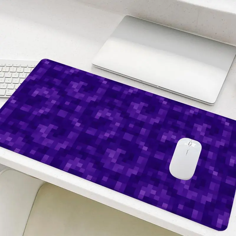 Pixel Themed Large Gaming Mouse Pad, Office Desk Accessories, Non-slip Rubber Base Stitched Edge Desk Pad for Desk Laptop Desktop