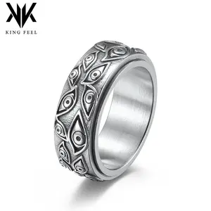 Devil's Eye Titanium Steel Ring Men's Rotating Dynamic Decompression Anxiety Relief Stainless Steel Ring Retro Hand Jewelry
