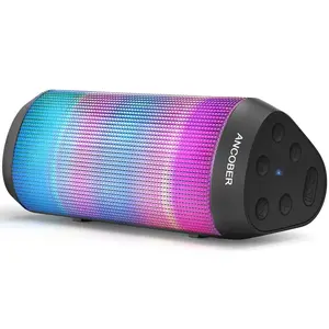 Bluetooth Speaker, Portable Wireless, , 15W HD Loud Sound with Cool Lights, IPX4 Waterproof, BT 5.3, TWS Pairing, Small Speaker for Home/Out