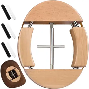 Hat Stretcher for Fitted Cowboy Hats, Baseball Caps 4 Way Beech Wood Hat Jack Expander Widener, Size Adjuster for Felt, Straw, Fitted Ball Caps with Handle & 6PCS Hats Size Tape Reducer