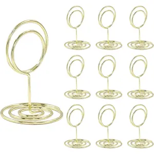 10Pcs Table Number Holders, Mini Round Place Card Holder, 2 Inch Short Table Number Stands for Wedding Party Graduation (Gold)