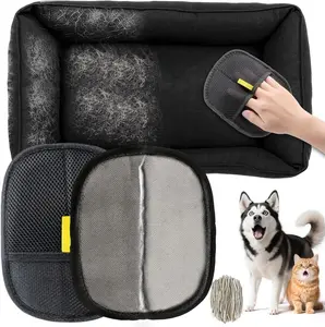 Pet Hair Remover Electrostatic Gloves Reusable Two-way Brush Sticky Hair Remover for Cat & Dog Gentle Care 2 Pcs Set