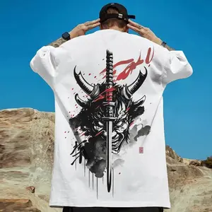 3D Japanese Samurai Demon Mask Print T-Shirts For Men Summer Casual Street Trend Top Loose Oversized Short Sleeve O-Neck T Shirt