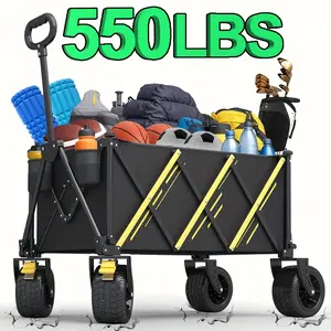 Heavy Duty Multi-Purpose Folding Transporter - 550 Lbs Weight Capacity, Track And Field Equipment Transporter With All-Terrain Wheels, Black, 29.9 Inch, High Quality, Perfect Gift For Track And Field Equipment Transport, Beach, Lawn, Sports