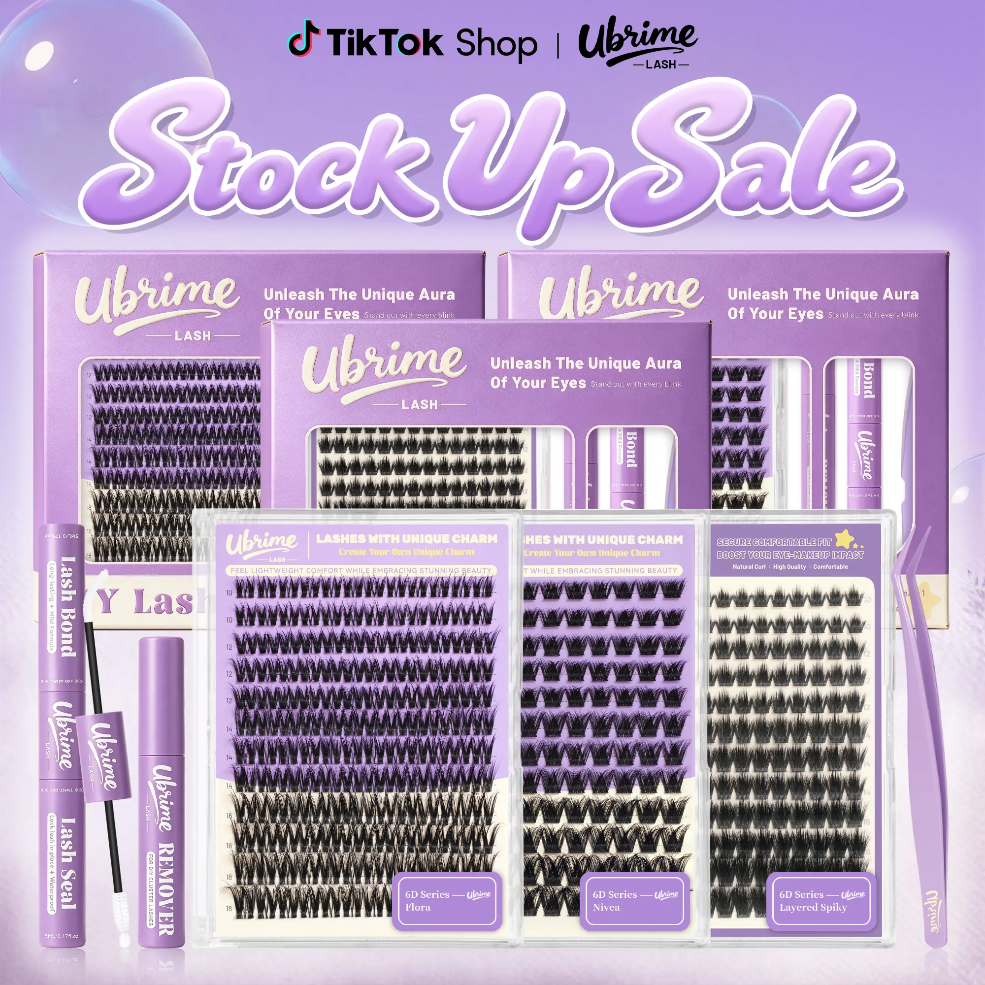 Ubrime Spiky Manga Lash Clusters Kit, 6D Wispy Layered Volume for a Defined, Dimensional Look，Fairy Individual Eyelash Extensions D Curl 10-18mmwith Bond & Seal, Lash Remover & Tweezers, DIY Lash Extension Kit - Cosmetic, Makeup