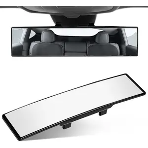 Universal 11.22 Inch Panoramic Convex rear view mirror, Interior Clip-on Wide Angle to Reduce Blind Spot Effectively for Car SUV Trucks
