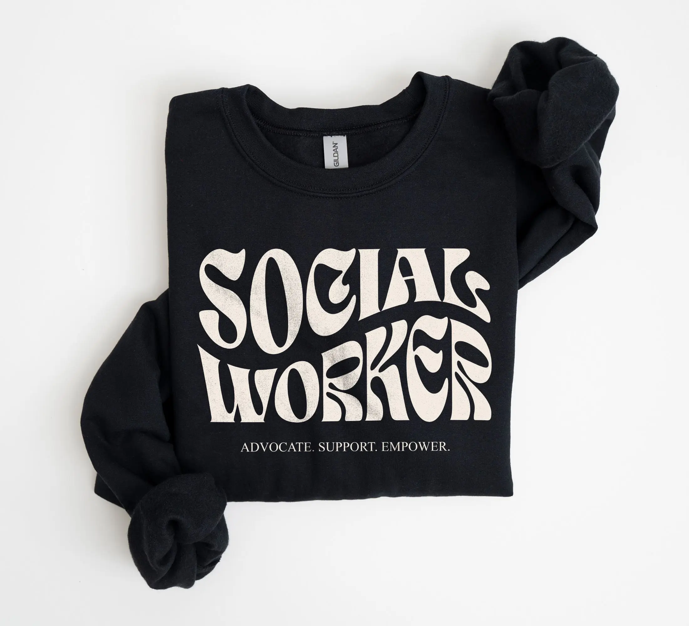 Groovy Social Worker Sweatshirt, Advocate Support Empower, Social Worker Appreciation Week, Social Work Student. Unisex Crewneck Sweatshirt