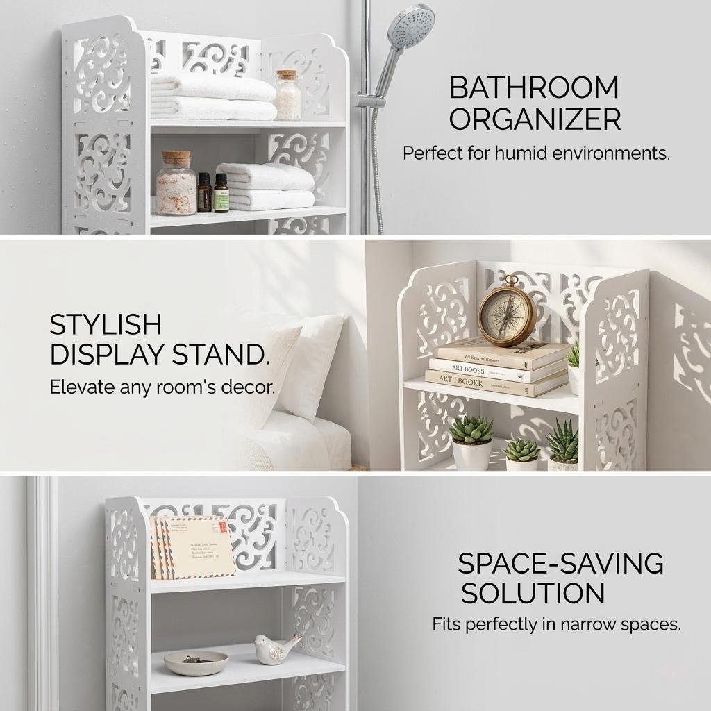 WPC Board 5-Layer Multi-Functional Rack - 16.5×9.4×31.5 Inches, Vertical Slim Storage Rack, Multi-Tier Storage Cabinet, Multi-Functional, Simple Design, Large Capacity, Sturdy and Durable portable closet storage organizer wardrobe wooden shoe