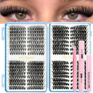 30D+40D+50D+60D False Eyelash Set, Mixed Lengths 8-16mm, Beginner Friendly Lashes, Includes Lashes, Glue, Tweezers, Remover, DIY Eyelash Extension Kit, DIY Lash Clusters