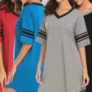 Summer color-block loungewear set, men’s V-neck long top, youth casual sleepwear, unisex T-shirt with irregular hem