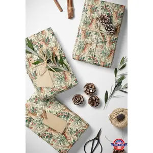 Wrapping Paper Holiday Premium Watercolor Deer | Christmas Gift Wrap Roll | Rustic Woodland Festive Decor #7
