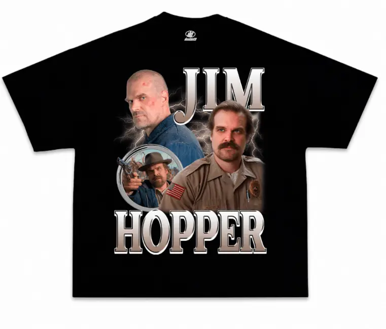 Youth & Adults Jim Hopper T-Shirt, Stranger Things Graphic Tee, Retro TV Series Fan Unisex Streetwear Shirt