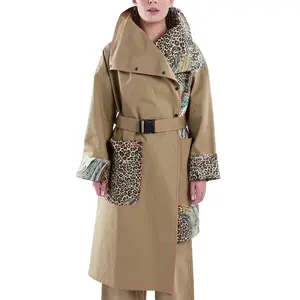 Asymmetric Trench Coat in Tan Duck and Leopard Paisley Print