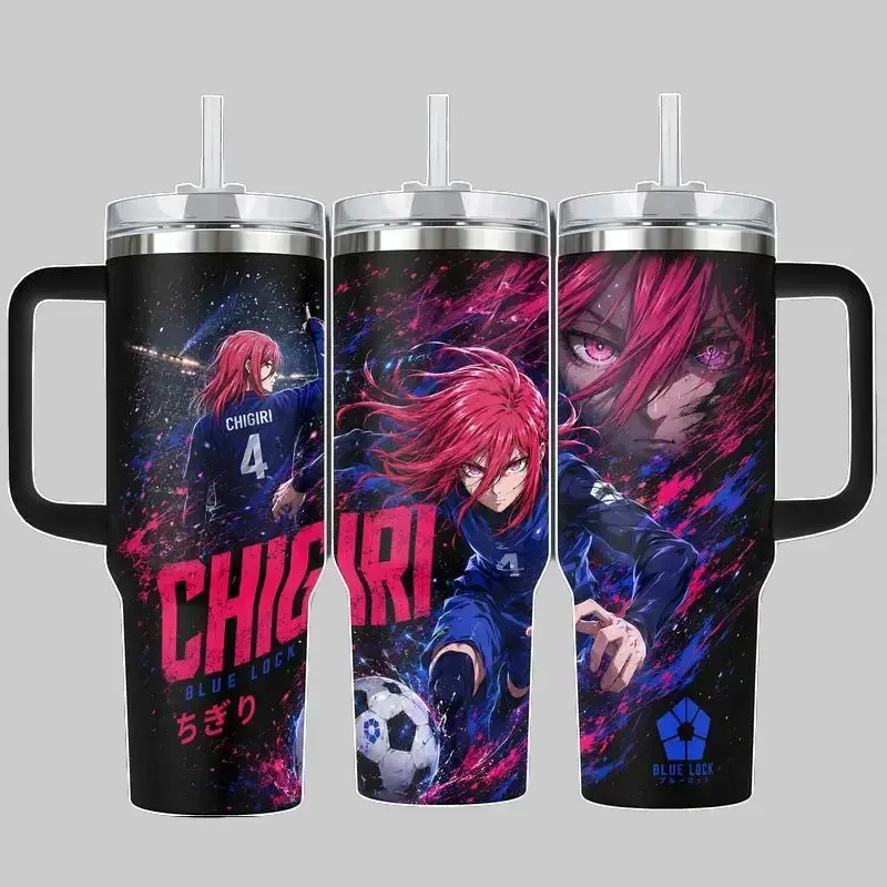 The Sip District. Hyoma Chigiri 20oz 40oz Anime Tumbler – Blue Lock Speed Striker Stainless Steel Travel Mug, Pink Blue Aura Full Wrap Insulated Coffee Cup with Straw, Soccer Anime Drinkware, Sports Fan Gift for Him Her design funny breakfast
