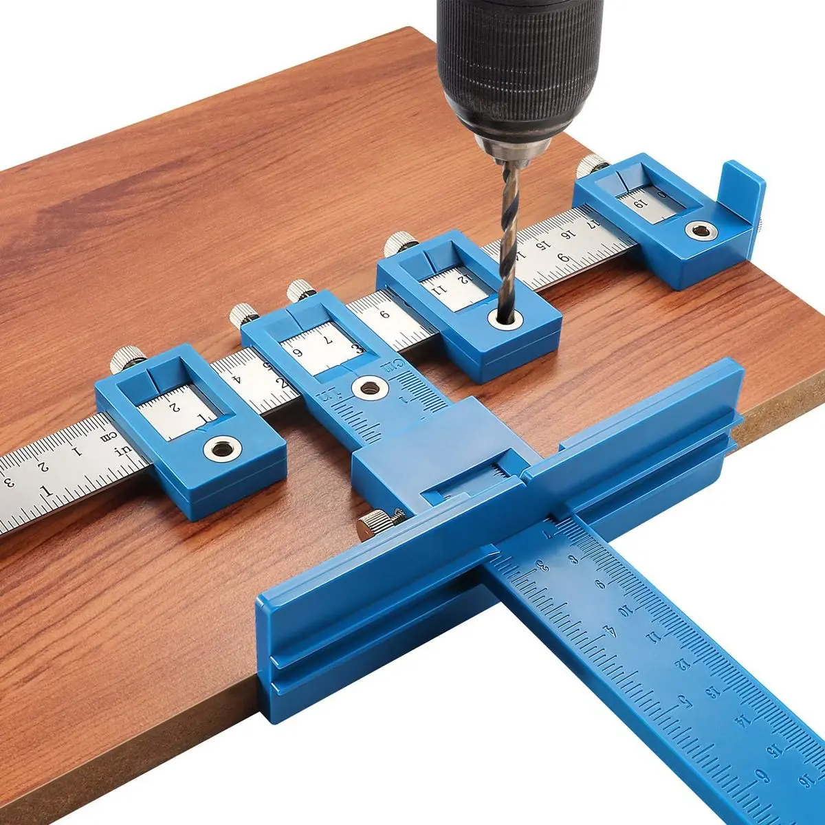 Cabinet Hardware Jig Tool - Adjustable Punch Locator Drill Template Guide, Wood Drilling Dowelling Guide for Installation of Handles Knobs on Doors and DrawerQuesear