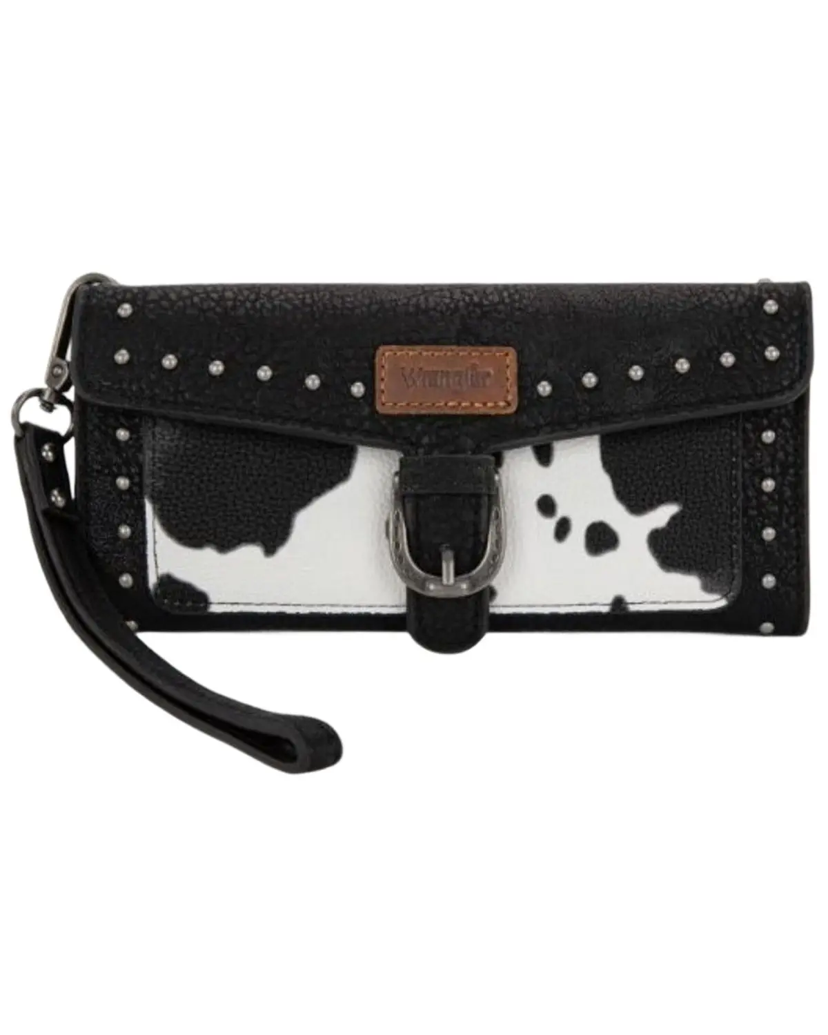Wrangler Women's Women'S Cow Print Tri-Fold Wristlet Wallet - Wg195-W054-Bk