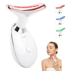 Golden Waterproof Facial Roller - 3 Color Lights, Thermal Therapy, Battery-Powered Travel-Size Red Light Device for Facial Sculpting, Skin Care, Sensitive Skin