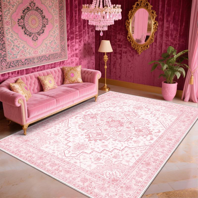 PLUMLIK Bohemian Washable Rugs For Living Room, Dining Room, Soft Low Pile Rug Non Slip Decorative Rug For Bedroom, Performance Rug For Home Decor, Ideal For High Traffic Areas, Gift For Valentine's Day, Housewarming non-shedding boho large carpet rug of