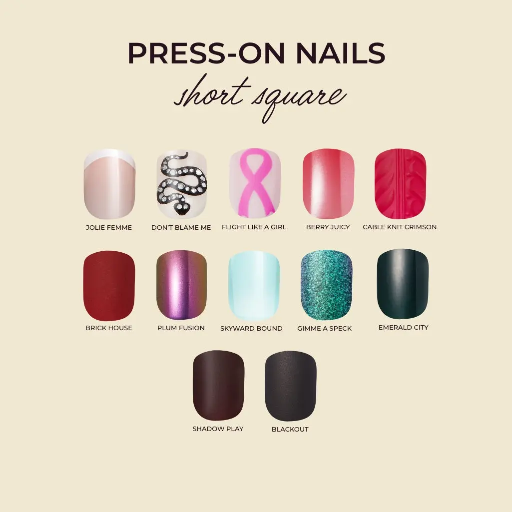 Kleo Kolor Short Square Collection Press-On Gel Nails, Colored Gel False Nails & Accessories for At-Home Manicure, Press On Nails