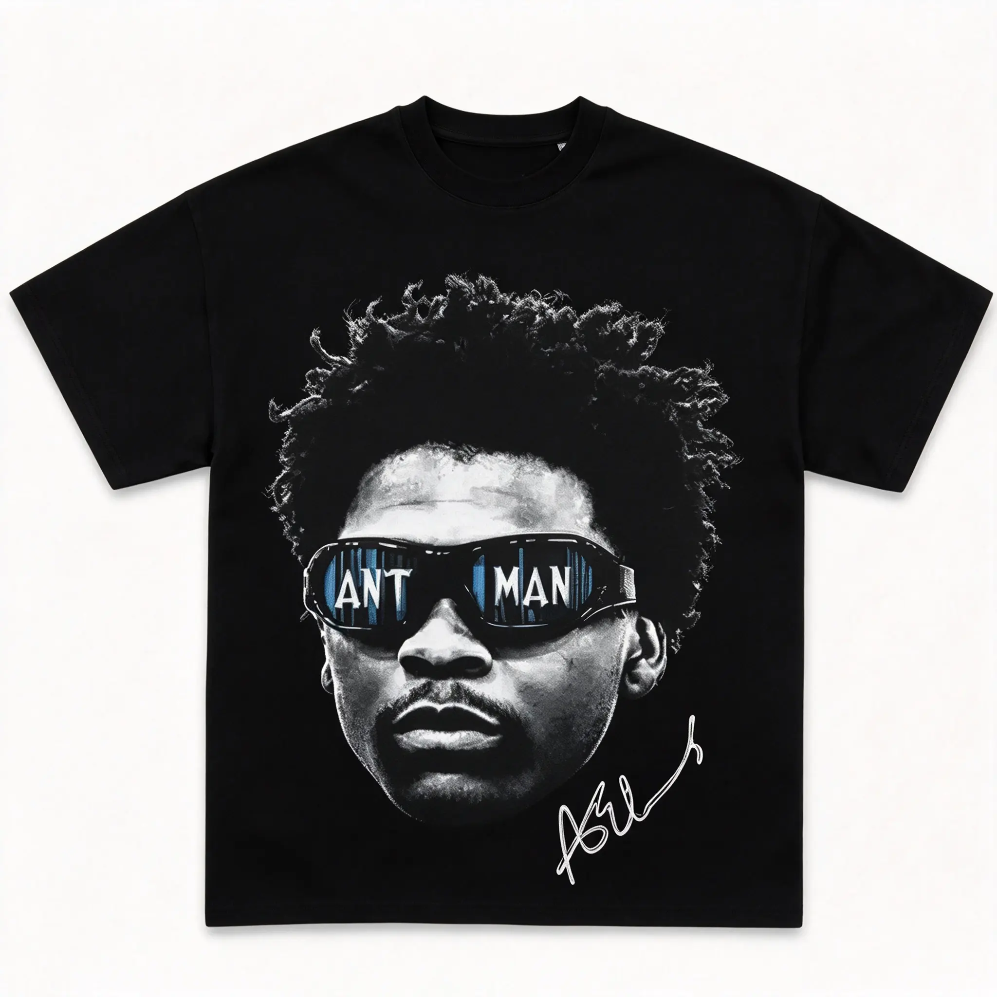 Vintage Street Graphic T-Shirt, Retro Sunglasses Portrait Print Casual Tee, Black Cotton Short Sleeve Hip Hop Top For Men