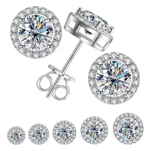 Moissanite Friction Stud Earrings,S925 Silver MoissaniteJewelry,0.3ct/0.5ct/1ct/2ct Options,Men Women WeddingSet, dealsforyoudays gift,Halloween Gifts christmas blackfriday Round Stud Earrings
