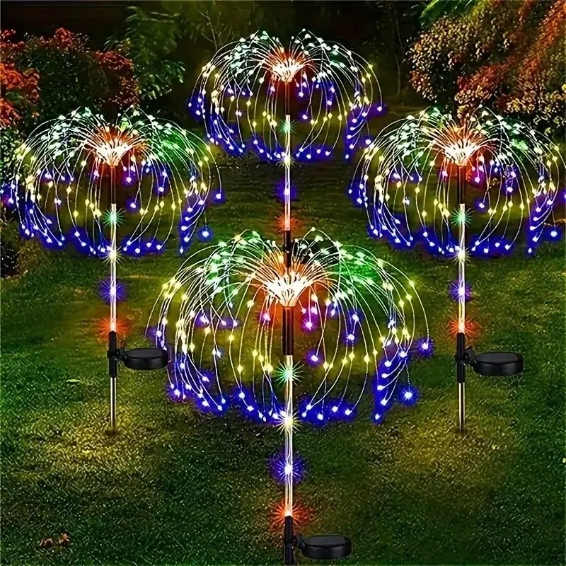Solar Powered LED Firework Shaped Light, Outdoor Garden Decorative Light, Color Changing Decorative Light for Lawn, Walkway & Holiday Celebration, Des