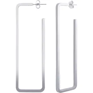 Stainless Steel Large Geometric Stud Hoop Rectangle Earrings for Women